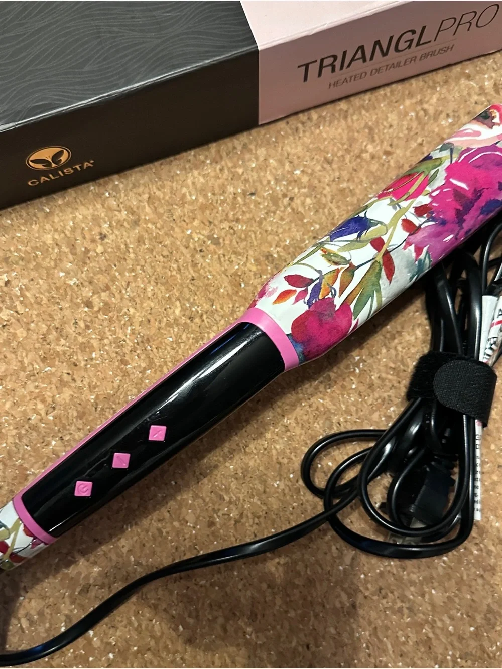 Calista Triangl Pro Heated Detailer Brush Floral Hair Styling Tool